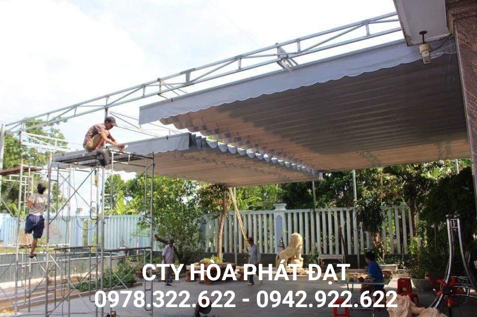 Chuyên cung cấp nhận in may ép vải bạt mái hiên mái xếp theo yêu cầu, gia công thay bạt mái che tại cà mau