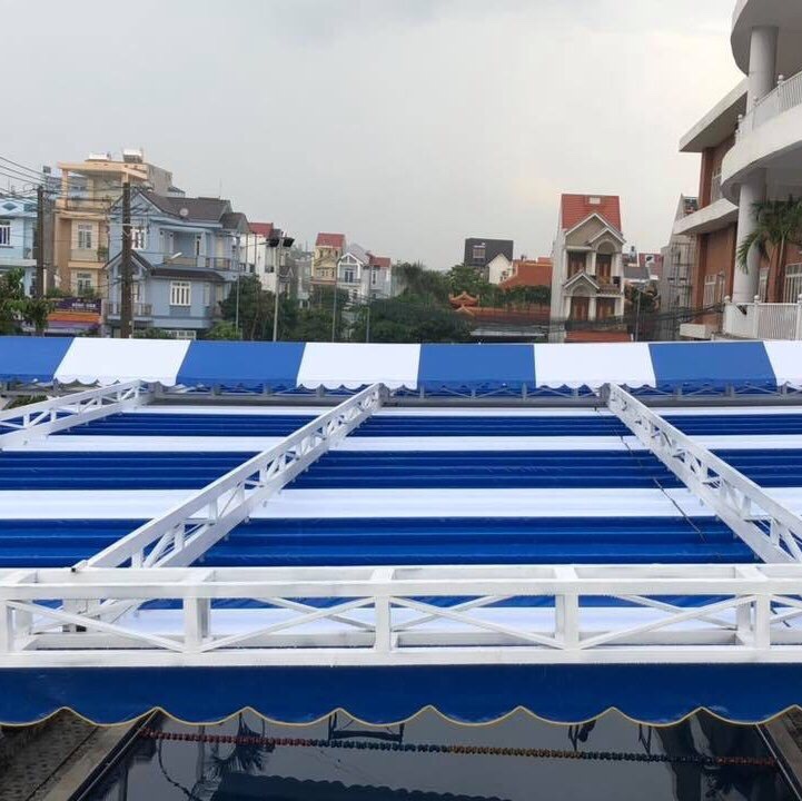 Chuyên cung cấp nhận in may ép vải bạt mái hiên mái xếp theo yêu cầu, gia công thay bạt mái che tại bà rịa vũng tàu