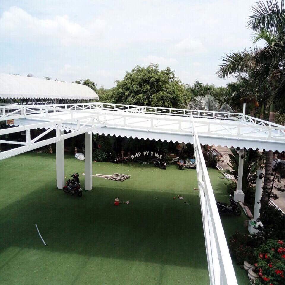 Chuyên cung cấp nhận in may ép vải bạt mái hiên mái xếp theo yêu cầu, gia công thay bạt mái che tại hòa bình