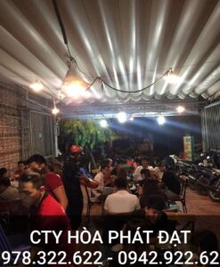 báo giá thiết kế lắp đặt mái che di động quán nhậu, mái xếp bạt kéo lượn sóng quán nhậu