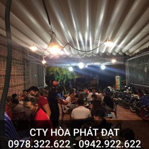 báo giá thiết kế lắp đặt mái che di động quán nhậu, mái xếp bạt kéo lượn sóng quán nhậu