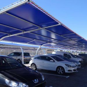 báo giá thiết kế lắp đặt mái che di động nhà xe, mái xếp bạt kéo lượn sóng nhà xe